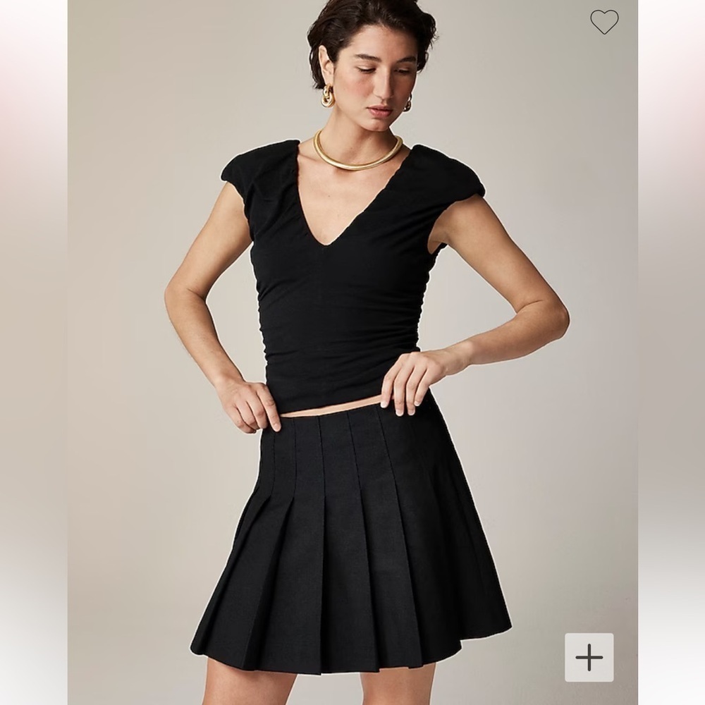 J Crew Deep V-neck & Back Ruched in Black cotton blend CA527 NEW MEDIUM